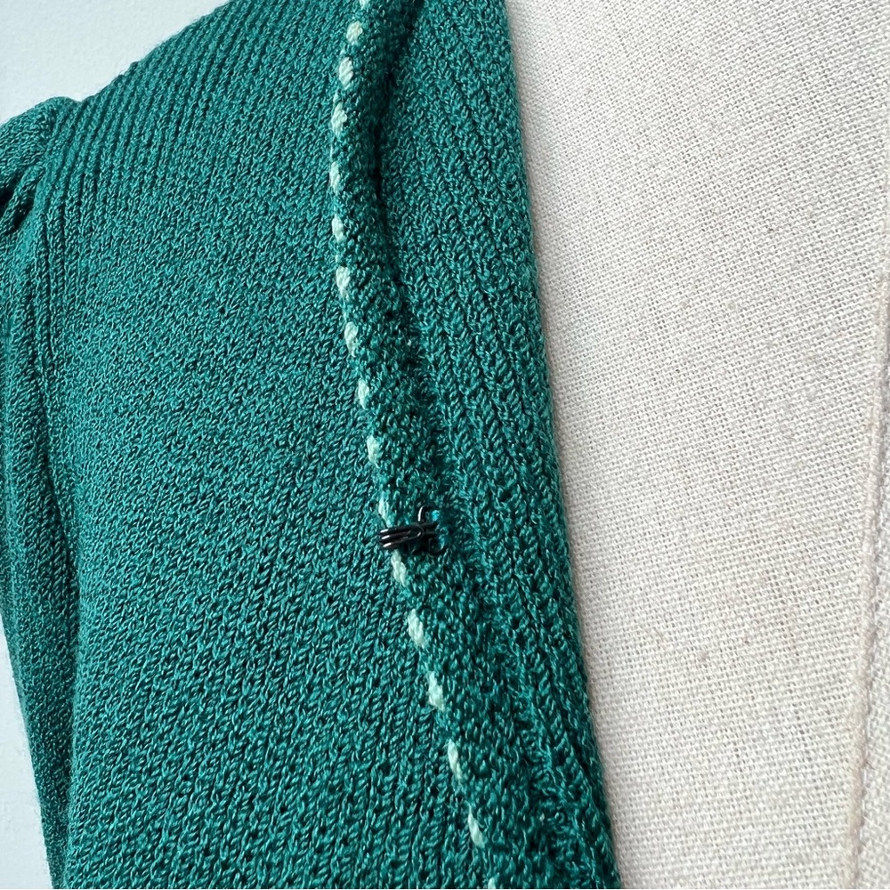 ST JOHN Marie Gray Green Santana Knit Open Cardigan - Picture 4 of 7